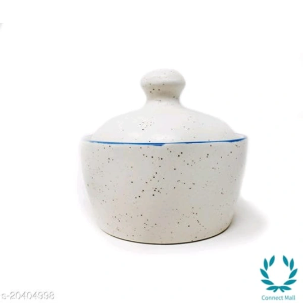 Handcrafted White  Blue  Marble Ceramic Butter Pot with Lid - Butter Pot